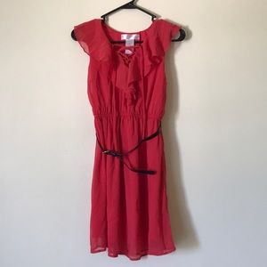 Red dress with belt